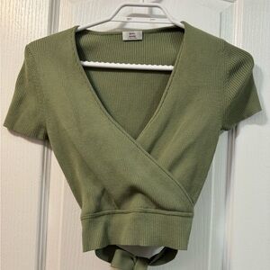 Little Moon Sage Green Wrap Crop Top